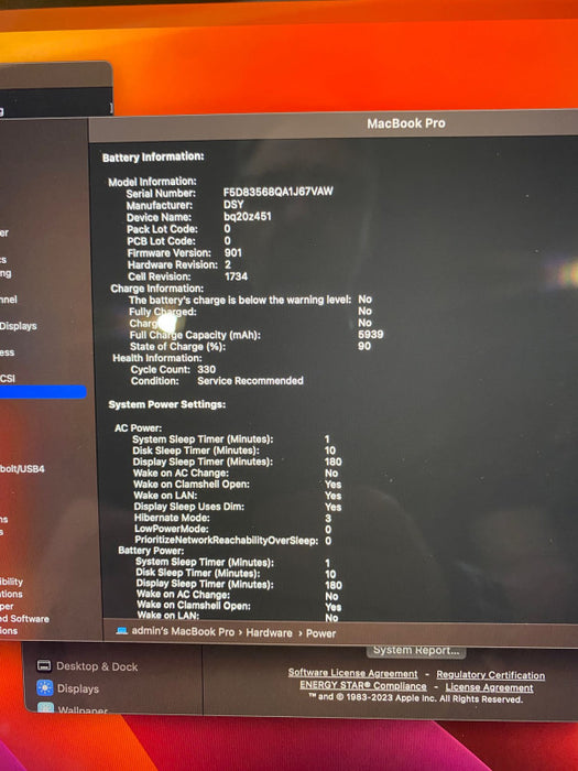 Apple MacBook Pro 15\\" 2018 Touchbar i7-8750H Radeon Pro 555X 16GB 256SSD READ