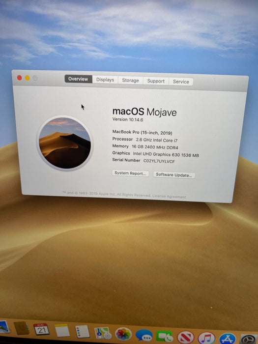 Apple MacBook Pro 15\\" 2019 TouchBar i7-9750H Radeon Pro 555X 16GB 256SSD READ