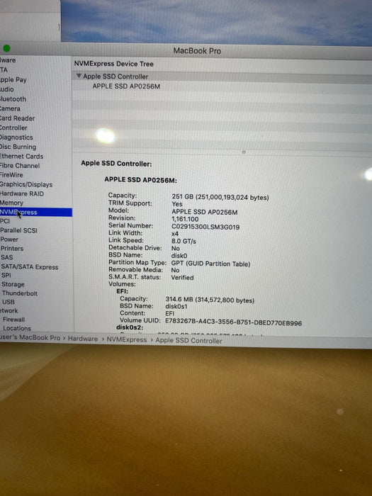 Apple MacBook Pro 15\\" 2019 TouchBar i7-9750H Radeon Pro 555X 16GB 256SSD READ