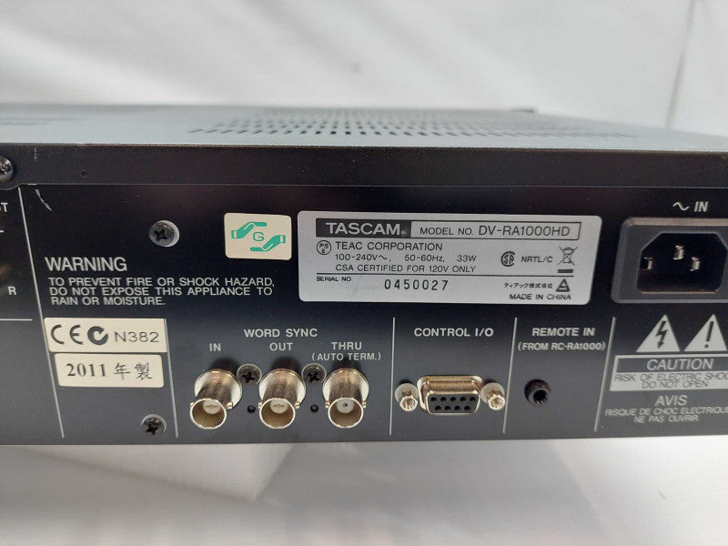 TasCam Teac Corporation HD Audio Master Recorder  Model: DV-RA1000HD