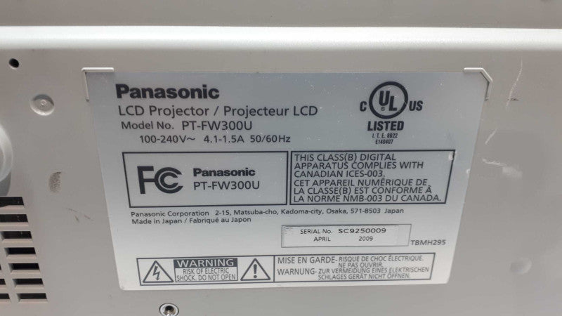 Panasonic PT-FW300u LCD WXGA 3500 Lumens DVI VGA &