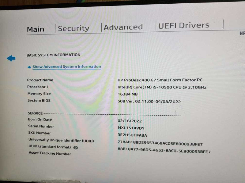 HP ProDesk 400 G7 SFF PC  i5-10500 CPU @ 3.10GHz 16GB DDR4 Ram