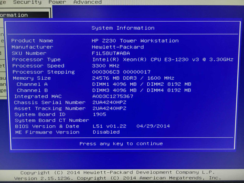HP Z230 - Xeon E3-1230 v3 | 24GB | NO HDD | QUADRO K600