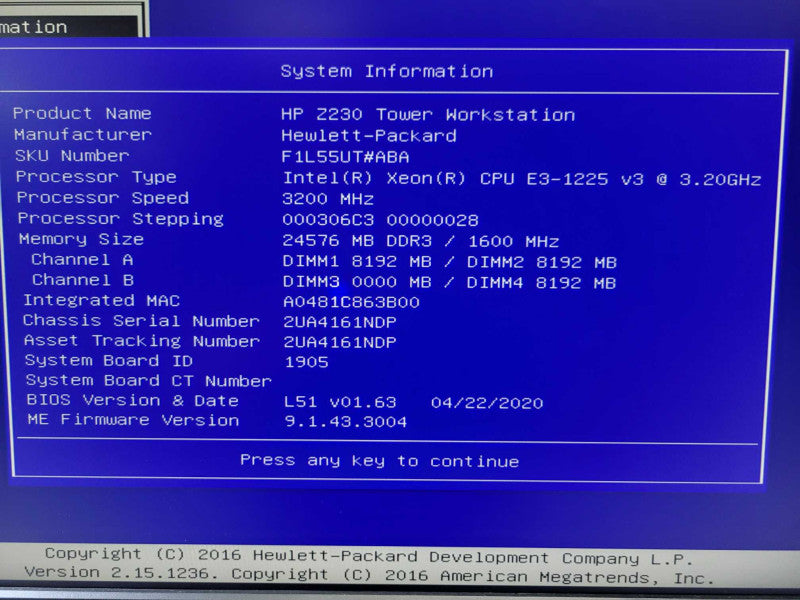 HP Z230 - Xeon E3-1225 v3 | 24GB | NO HDD | QUADRO K600