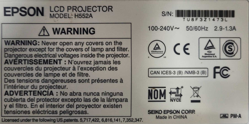 Epson LCD Projector EX3220 H552A 3000 Lumens HDMI 1080p $