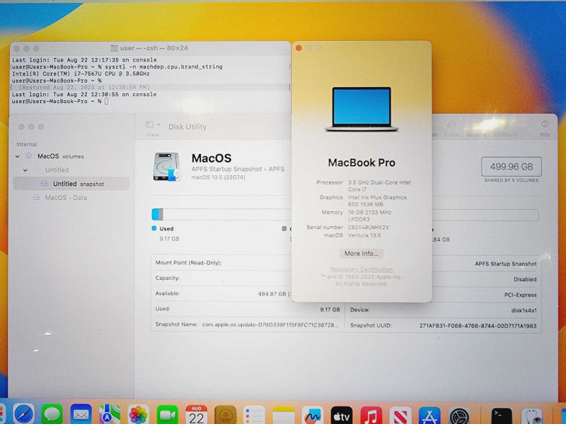 Apple Macbook Pro 2017 13\\" Core i7-7567U @ 3.5GHz 16GB DDR3 500GB SSD (