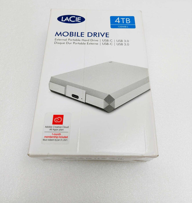 LaCie 4TB USB 3.0 Type-C Mobile Drive, Space Gray/silver  open box   Q:
