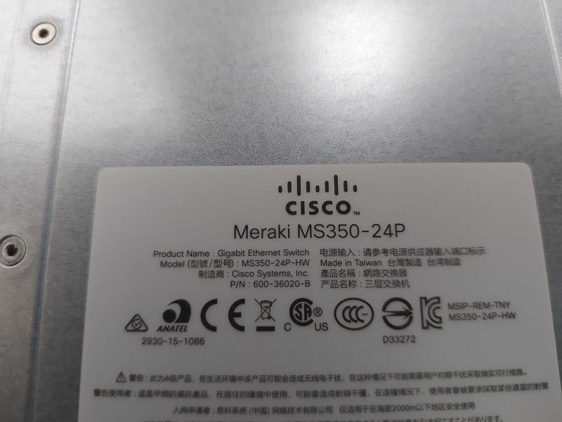 Cisco Meraki MS350-24P  L3 Stck Cld-Mngd 24x GigE 370W PoE Switch #