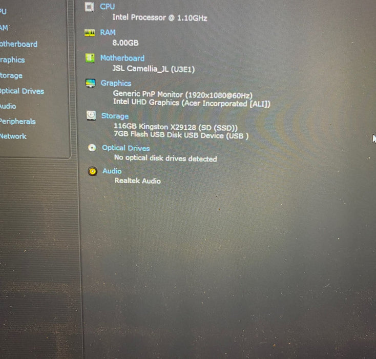 Acer Aspire 1 N20CS 2022 Model Intel Celeron N4500 @1.10GHz 8GB RAM 128GB SSD