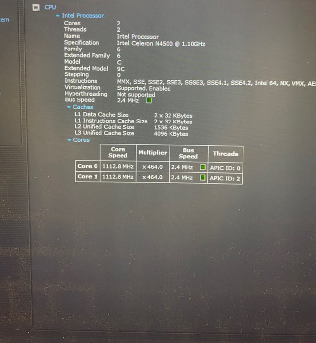 Acer Aspire 1 N20CS 2022 Model Intel Celeron N4500 @1.10GHz 8GB RAM 128GB SSD