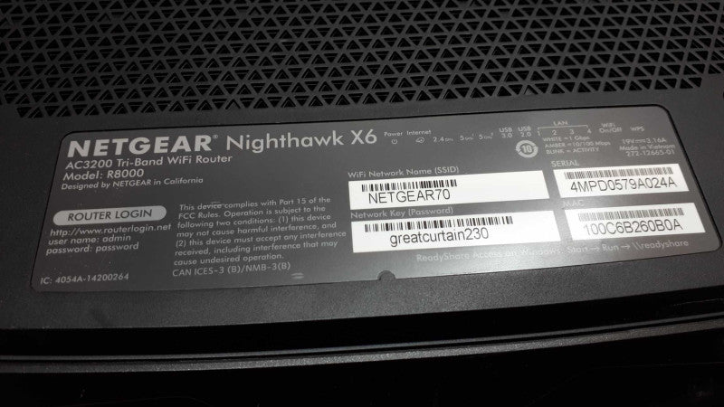 Netgear R8000-100NAS Tri-Band AC3200 Nighthawk X6 Wi-Fi Router &