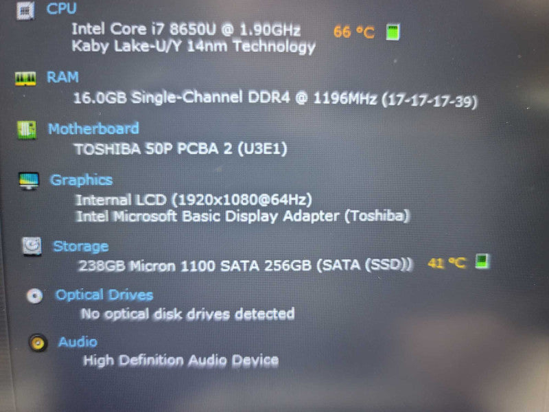 Toshiba Tecra 150-E i7-8650U @ 1.90, 16GB DDR4, 256GB m.2 Î²
