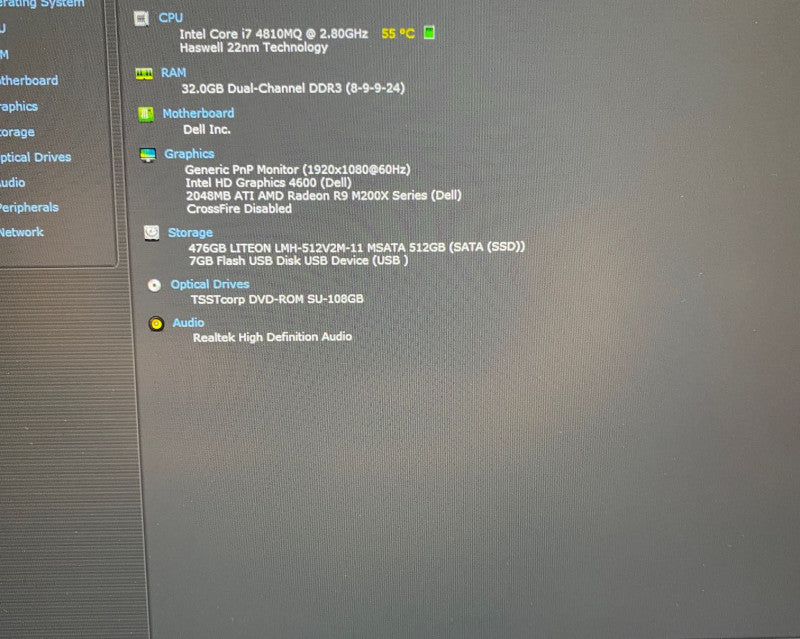 DELL PRECISION M4800 Laptop i7-4810MQ Radeon R9 M200X 2GB 32GB RAM 512GB SSD