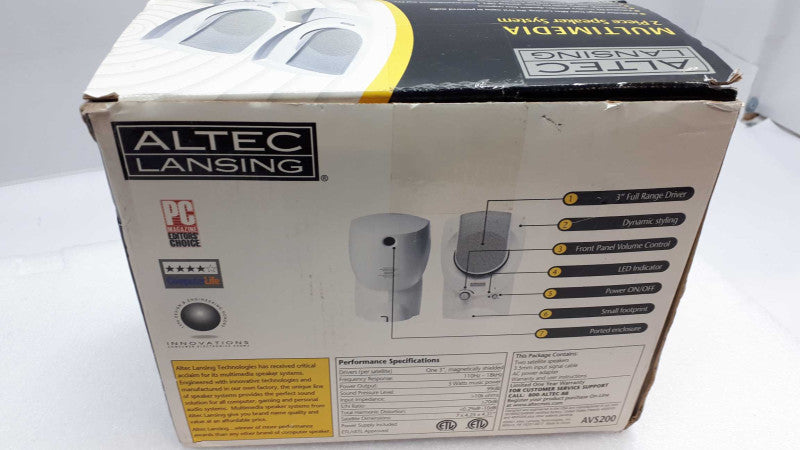 ALTEC LANSING AVS-200 Surround Speakers White Pair &