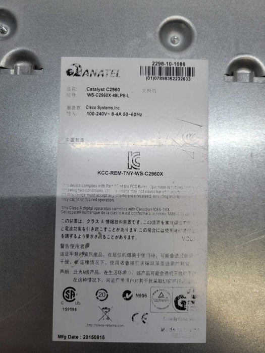 CISCO WS-C2960XR-48TS-I V02 48 Port PoE+ GIGABIT SWITCH - w/ Stack Module