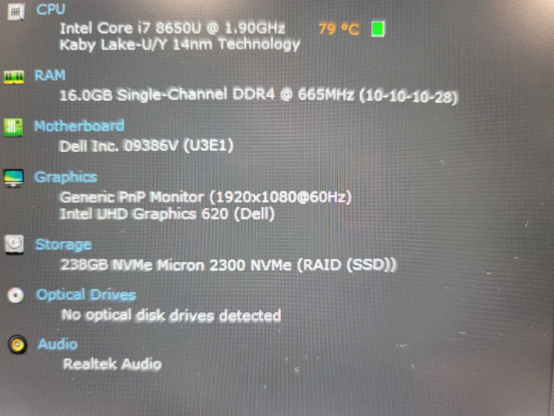 Dell Latitude 7390 13\\" i7-8650U@1.90GHz, 16GB DDR4, 256GB NVMe, **NO BATTERY Î²