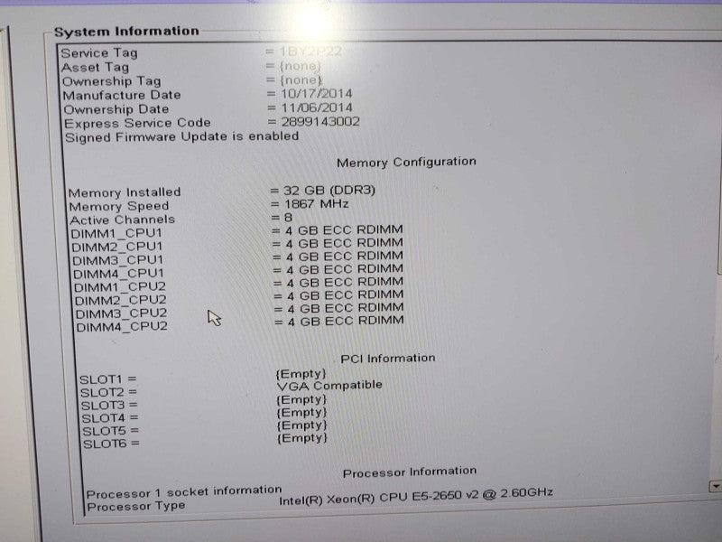 Dell Precision T5610 2x Xeon E5-2650 V2 @ 2.60ghz / 32gb ram / quadro K620 #
