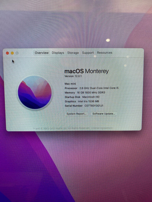 Apple Mac mini Late 2014 Intel Core i5-4278U @2.60 GHz16GB RAM 1TB HDD