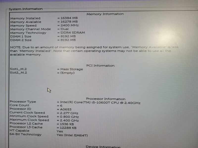 Dell Optiplex 3080 i5-10600T @ 2.40ghz / 16gb ram / 256gb SSD +  NvME !