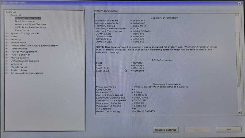 Dell OptiPlex 7060 SFF i7-8700 @ 3.20GHz 16GB DDR4 No HDD\\'s/OS )