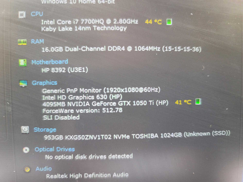 HP Omen 17-AN0XX i7-7700HQ, 16GB DDR4, 4GB GTX 1050 Ti, 1TB NVMe Î²