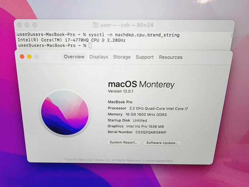 Apple Macbook Pro 2015 15\\" Core i7-4770HQ @ 2.2GHz 16GB DDR3 250GB SSD [Read] (
