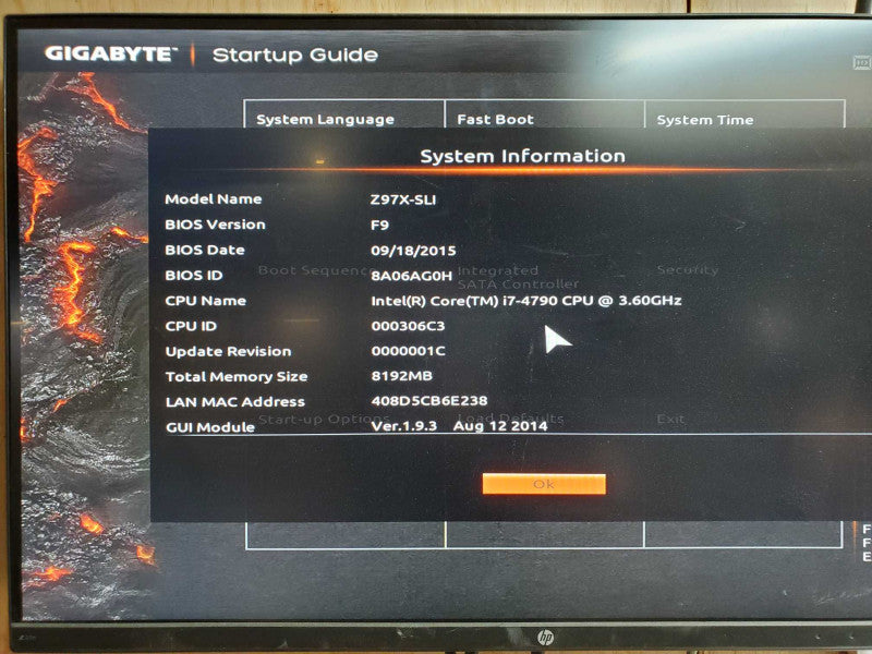 Gigabyte GA - Z97x-SLi with intel i7-4790 @ 3.60 GHZ 8GB DDR3 Combo