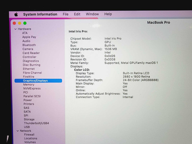 Apple Macbook Pro Retina 2015 15\\" Core i7-4770HQ @ 2.2GHz 16GB DDR3 500GB SSD (