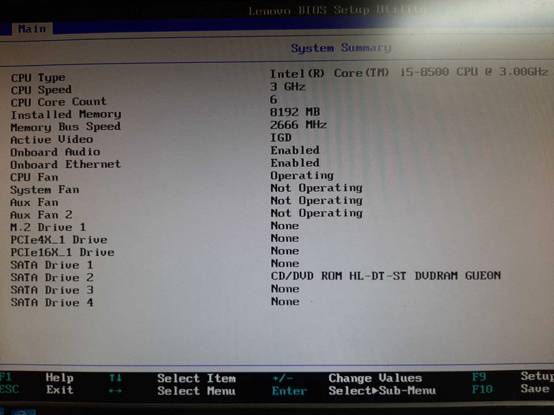 Lenovo ThinkCentre M920t i5-8500 @ 3.00 GHz 8GB DDR4 NO HDD