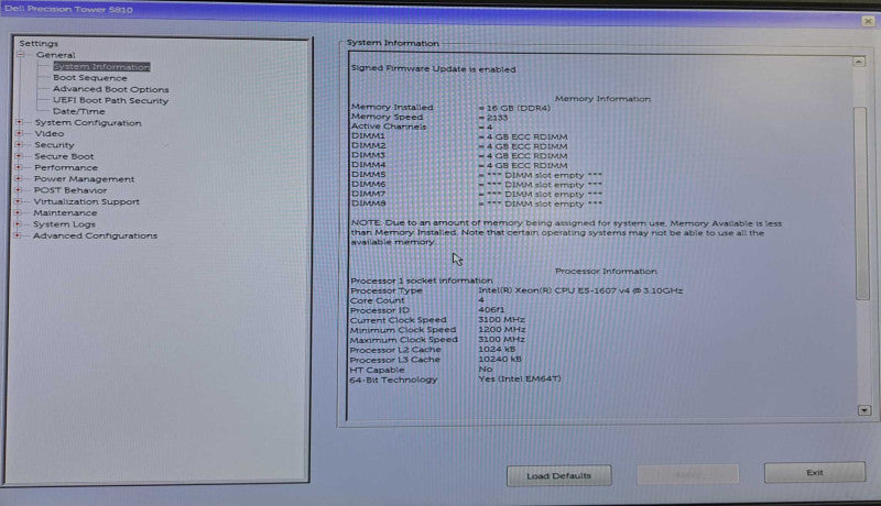 Dell Precision T5810 WS Xeon E5-1607 v4 @ 3.10GHz 16GB DDR4 Quadro K420 GPU )