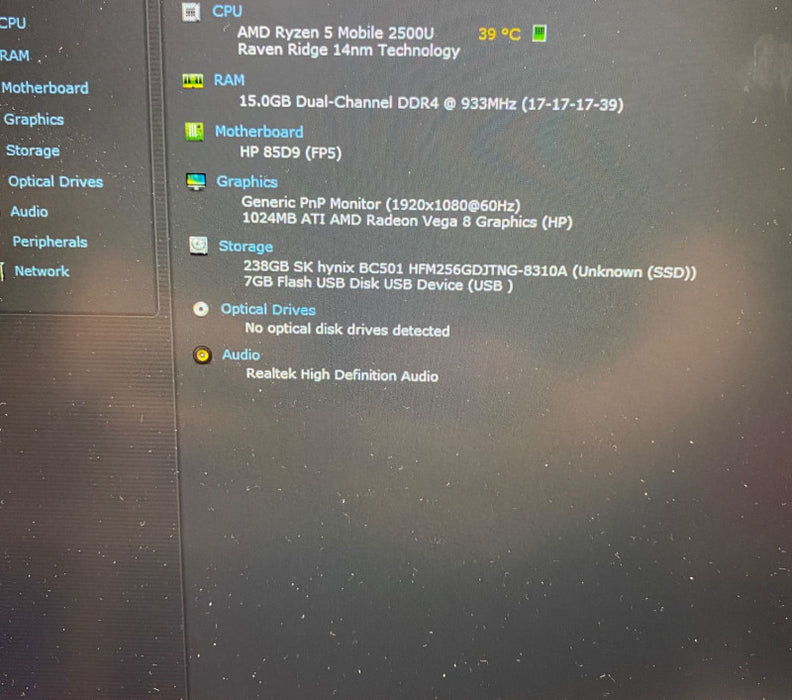 HP ProBook 455 G6 AMD Ryzen 5 2500U Radeon Vega 8 1GB 16GB RAM 256GB SSD