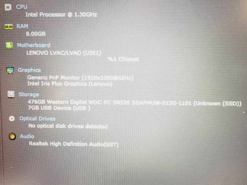 Lenovo Thinkbook Core i7-1065G7 @ 1.3GHz 8GB DDR4 500GB SSD (