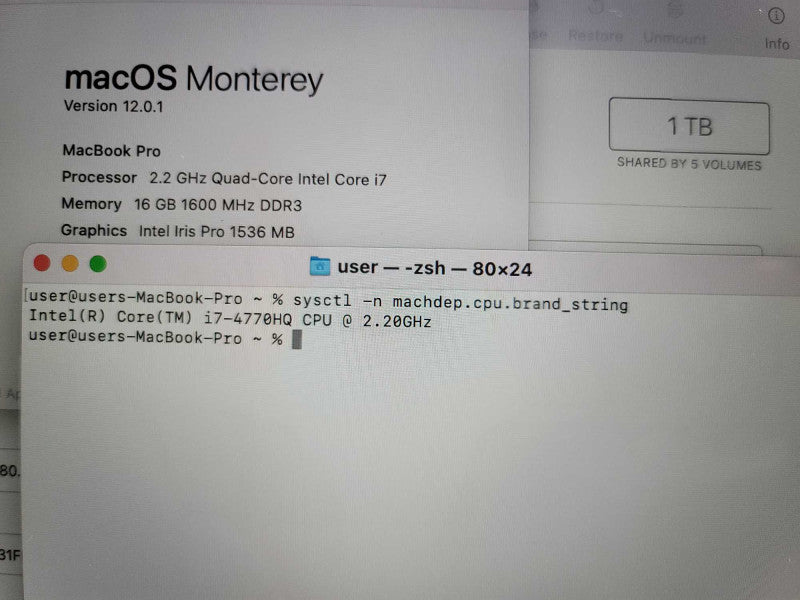 MacBook Pro A1398 i7-4770HQ, 16GB DDR3, 1TB HDD **READ Î²
