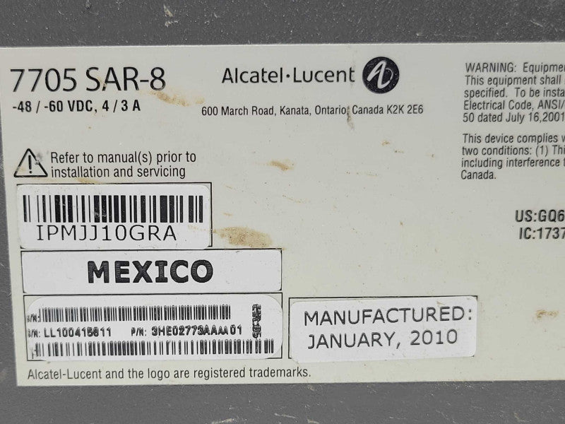 alcatel lucent 7705 SAR-8 Chassis with 2x A8-ETHv2 and 1x A12-SDI cards, READ _