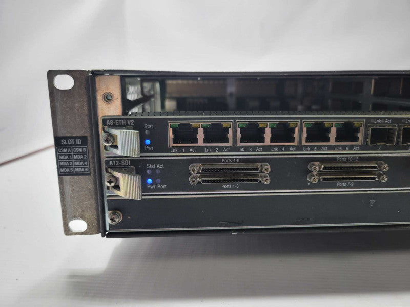 alcatel lucent 7705 SAR-8 Chassis with 2x A8-ETHv2 and 1x A12-SDI cards, READ _