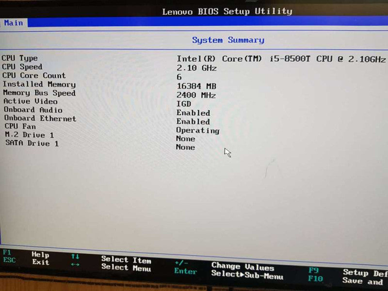 Lenovo M920q ThinkCentre Tiny PC i5 - 8500T CPU @ 2.10GHz 16GB DDR4 RAM