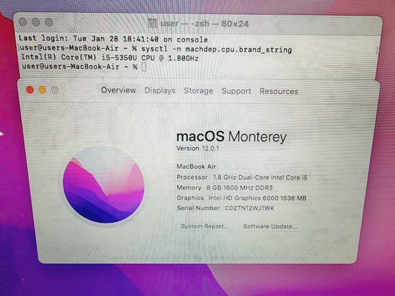 Apple Macbook Air 2017 13\\" Core i5-5350U @ 1.8GHz 8GB DDR3 500GB SSD (
