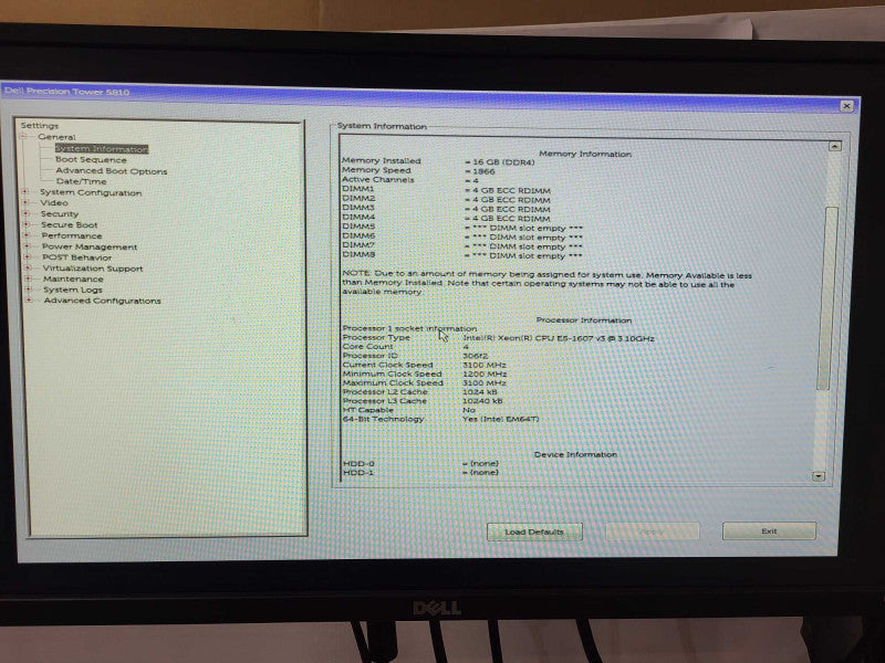 Dell Precision T5810 E5-1607 v3 3.1GHz 16GB DDR4 NVS310 GPU No HDD/Caddies $