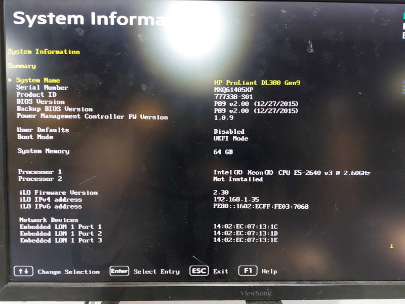 HP Proliant DL380 Gen9 Xeon E5-2640 V3 @ 2.60ghz / 64gb ram / P440ar raid #