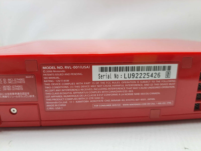 Nintendo Wii (RVL-001) Red Console Bundle 2 Controllers AV Cable + 5x Games )