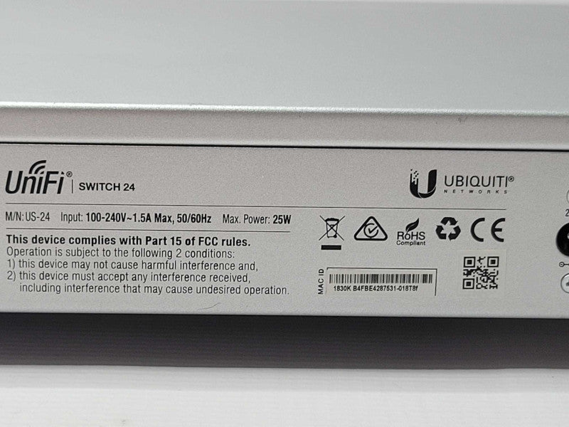 Ubiquiti Networks UniFi US-24 24 Ports Rack-Mountable Gigabit switch, READ _