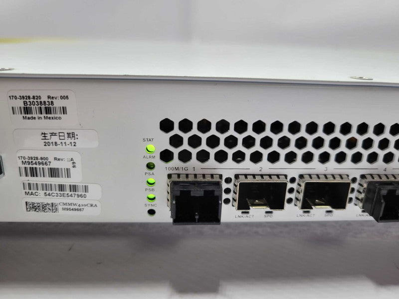 Ciena 3928 170-3928-820 12-Port Ethernet Service Delivery Switch 2x PSU, READ _