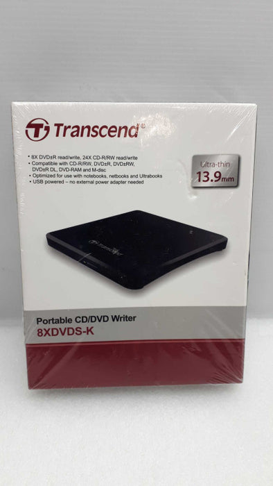 NEW TRANSCEND PORTABLE CD/DVD WRITER 8XDVDS-K 13.9mm TS8XDVDS-K &