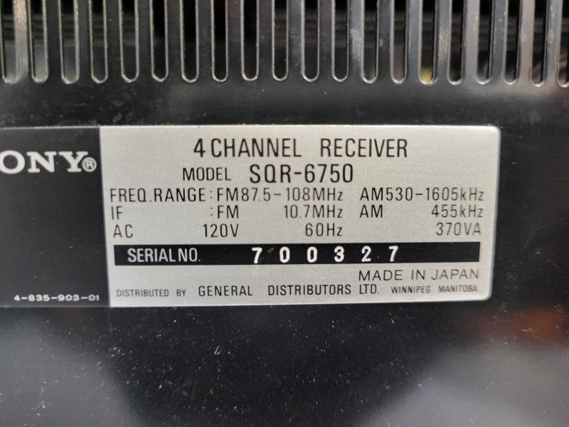 Sony SQR-6750 4-Channel Quad Receiver $