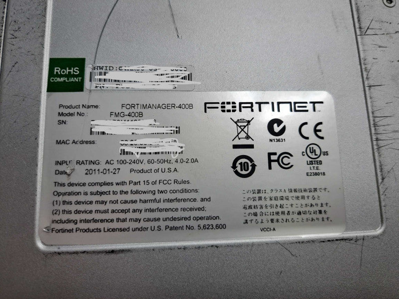 Fortinet FORTIMANAGER-400B / FMG-400B Network Security Appliance  )