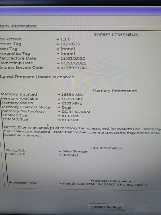 Dell OP 3080 - Core i5-10500T | 16GB RAM | 256GB M.2 + 480GB SSD | PWR ADPTR