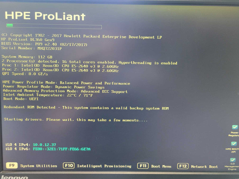 HP Proliant DL360 Gen9 2x Xeon E5-2640 V3  / 112GBb ram / P440ar raid