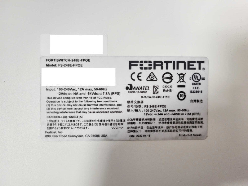 Fortinet FortiSwitch FS-248E-FPOE 48-Port FPOE Switch READ Q$