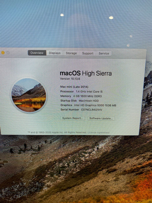 Apple Mac mini Late 2014 Intel Core i5-4260U @ 1.40 GHz 4 GB RAM 500 GB HDD