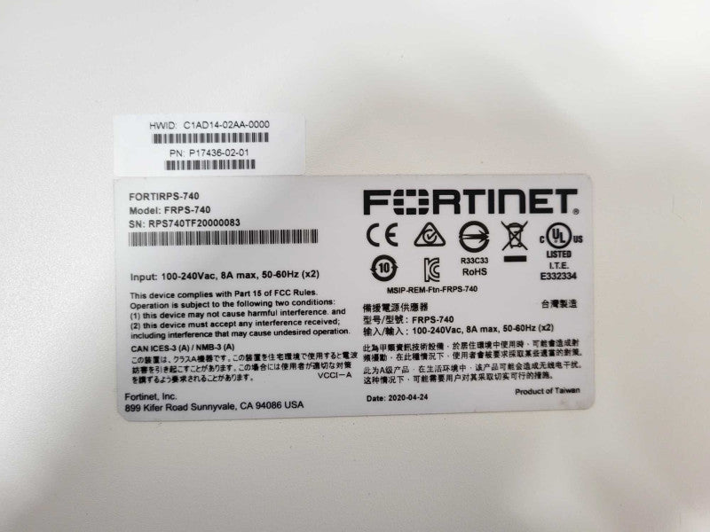 Fortinet FortiRPS 740 Power supply redundant AC 100-240V 1178 Watt $